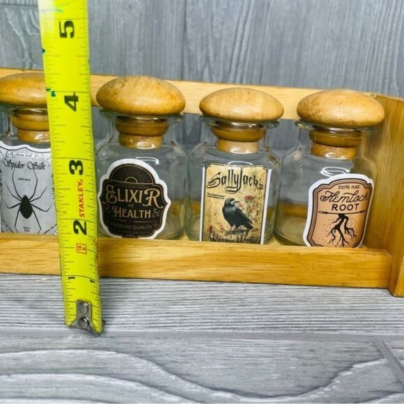 Handmade diy potion vintage spice rack / spice jars Halloween kitchen decoration - Picture 5 of 6